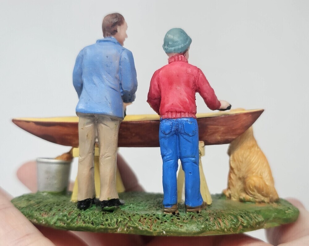 Retired Lemax 2008 Kayak Building Holidays Seasons #82513 Wood Stain Paint Dog - Picture 5 of 8